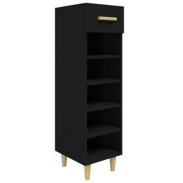 vidaXL Παπουτσοθήκη Μαύρη 30x35x105cm από Επεξεργασμένο Ξύλο