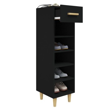 vidaXL Παπουτσοθήκη Μαύρη 30x35x105cm από Επεξεργασμένο Ξύλο