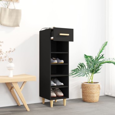 vidaXL Παπουτσοθήκη Μαύρη 30x35x105cm από Επεξεργασμένο Ξύλο