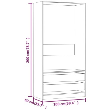 vidaXL Ντουλάπα Καπνιστή Δρυς 100x50x200cm από Επεξεργασμένο Ξύλο 1 τεμ.