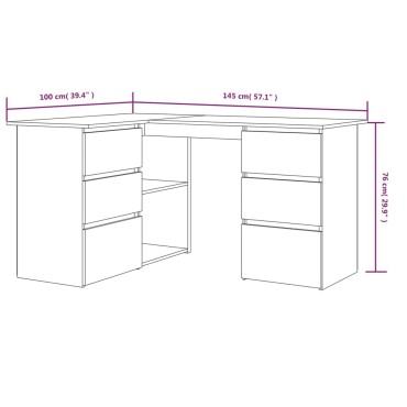 vidaXL Γραφείο Γωνιακό Καπνιστή Δρυς 145x100x76cm Επεξεργασμένο Ξύλο 1 τεμ.