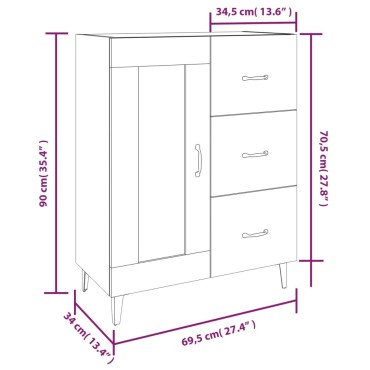 vidaXL Ντουλάπι Μαύρο 69,5x34x90cm από Επεξεργασμένο Ξύλο 1 τεμ.