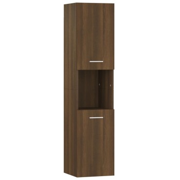 vidaXL Ντουλάπι Μπάνιου Καφέ Δρυς 30x30x130cm Επεξεργασμένο Ξύλο 1 τεμ.