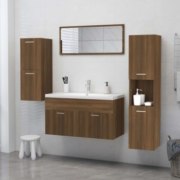 vidaXL Ντουλάπι Μπάνιου Καφέ Δρυς 30x30x130cm Επεξεργασμένο Ξύλο 1 τεμ.