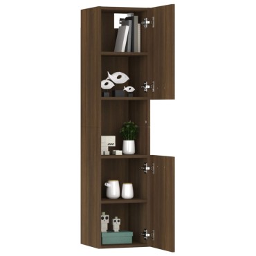 vidaXL Ντουλάπι Μπάνιου Καφέ Δρυς 30x30x130cm Επεξεργασμένο Ξύλο 1 τεμ.