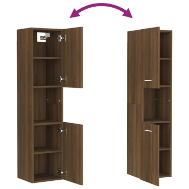 vidaXL Ντουλάπι Μπάνιου Καφέ Δρυς 30x30x130cm Επεξεργασμένο Ξύλο 1 τεμ.