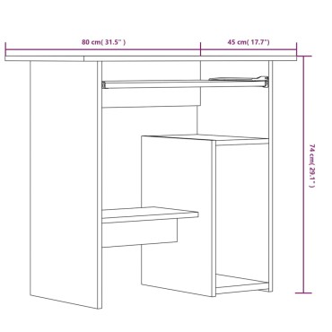 vidaXL Γραφείο Γκρι Sonoma 80x45x74cm από Επεξεργασμένο Ξύλο 1 τεμ.