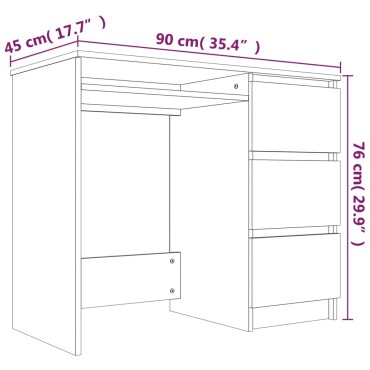 vidaXL Γραφείο Καφέ Δρυς 90x45x76cm από Επεξεργασμένο Ξύλο 1 τεμ.