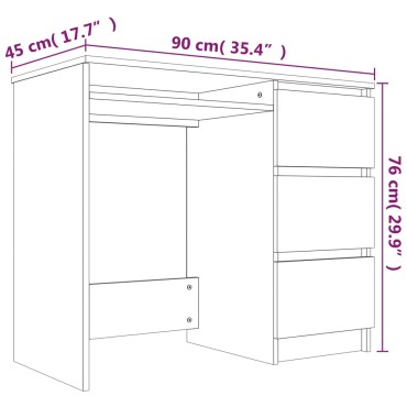 vidaXL Γραφείο Καφέ Δρυς 90x45x76cm από Επεξεργασμένο Ξύλο 1 τεμ.