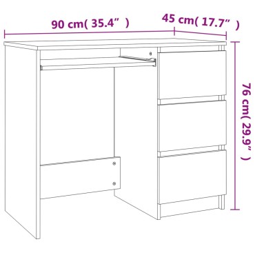 vidaXL Γραφείο Καφέ Δρυς 90x45x76cm από Επεξεργασμένο Ξύλο 1 τεμ.