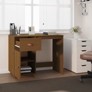 vidaXL Γραφείο Καφέ Μελί 95x50x75cm από Μασίφ Ξύλο Πεύκου 1 τεμ.