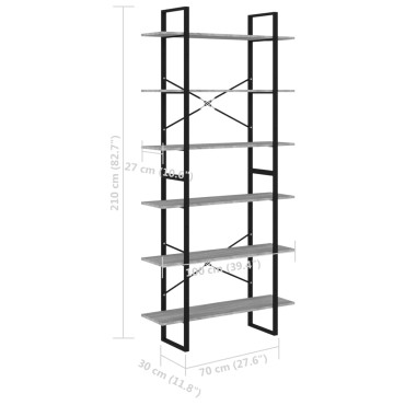vidaXL Ραφιέρα Γκρι Sonoma 100x30x210cm από Επεξεργασμένο Ξύλο 1 τεμ.