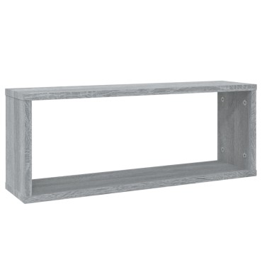vidaXL Ραφιέρες Τοίχου Κύβος 2 τεμ. Γκρι Sonoma 60x15x23cm Επεξ. Ξύλο