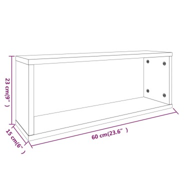 vidaXL Ραφιέρες Τοίχου Κύβος 2 τεμ. Γκρι Sonoma 60x15x23cm Επεξ. Ξύλο