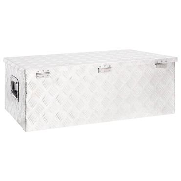 vidaXL Κουτί Αποθήκευσης Ασημί 90x47x33,5 εκ. από Αλουμίνιο