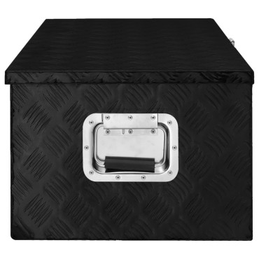 vidaXL Κουτί Αποθήκευσης Μαύρο 90x47x33,5 εκ. από Αλουμίνιο