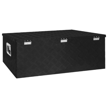 vidaXL Κουτί Αποθήκευσης Μαύρο 100x55x37 εκ. από Αλουμίνιο