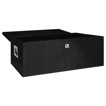 vidaXL Κουτί Αποθήκευσης Μαύρο 100x55x37 εκ. από Αλουμίνιο