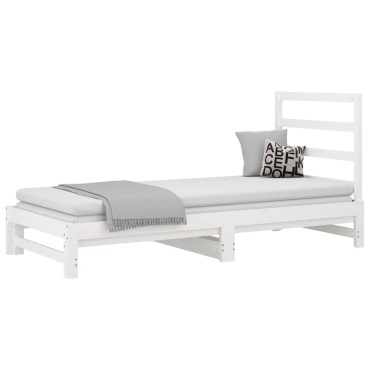 vidaXL Καναπές Κρεβάτι Συρόμενος Λευκός 2x(90x190) εκ. από Μασίφ Πεύκο