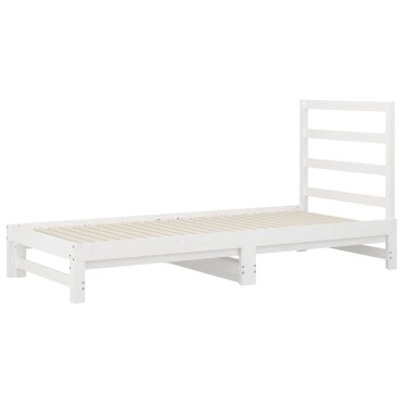 vidaXL Καναπές Κρεβάτι Συρόμενος Λευκός 2x(90x190) εκ. από Μασίφ Πεύκο