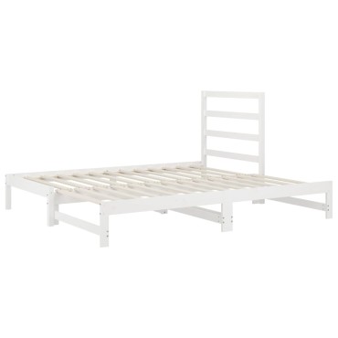 vidaXL Καναπές Κρεβάτι Συρόμενος Λευκός 2x(90x190) εκ. από Μασίφ Πεύκο