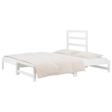 vidaXL Καναπές Κρεβάτι Συρόμενος Λευκός 2x(90x190) εκ. από Μασίφ Πεύκο