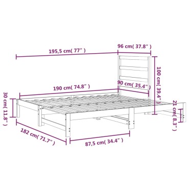 vidaXL Καναπές Κρεβάτι Συρόμενος Λευκός 2x(90x190) εκ. από Μασίφ Πεύκο