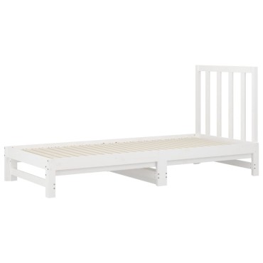 vidaXL Καναπές Κρεβάτι Συρόμενος Λευκός 2x(90x190)cm από Μασίφ Πεύκο 1 τεμ. - Μονό