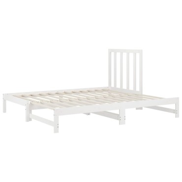 vidaXL Καναπές Κρεβάτι Συρόμενος Λευκός 2x(90x190)cm από Μασίφ Πεύκο 1 τεμ. - Μονό