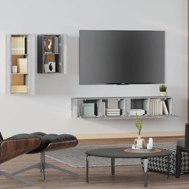 vidaXL Σετ Επίπλων Τηλεόρασης 4 τεμ. Γκρι Sonoma Επεξεργασμένο Ξύλο