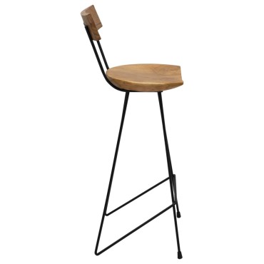 vidaXL Σκαμπό Μπαρ 2 τεμ. από Μασίφ Ξύλο Teak 40x40x103cm