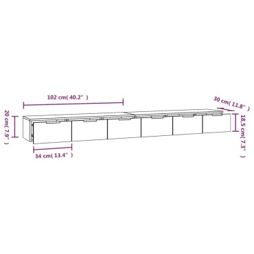 vidaXL Ντουλάπια Τοίχου 2 τεμ. Γκρι Σκυρ. 102x30x32cm Επεξ. Ξύλο