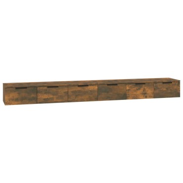 vidaXL Ντουλάπια Τοίχου 2 τεμ. Καπνιστή Δρυς 102x30x32cm Επεξ. Ξύλο
