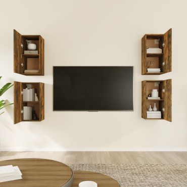 vidaXL Έπιπλα Τηλεόρασης4 τεμ. Καπν. Δρυς 30,5x30x60cm Επ. Ξύλο