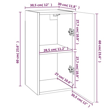 vidaXL Έπιπλα Τηλεόρασης4 τεμ. Καπν. Δρυς 30,5x30x60cm Επ. Ξύλο