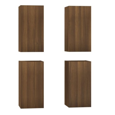 vidaXL Έπιπλα Τηλεόρασης 4 τεμ. Καφέ Δρυς 30,5x30x36cm Επεξ. Ξύλο
