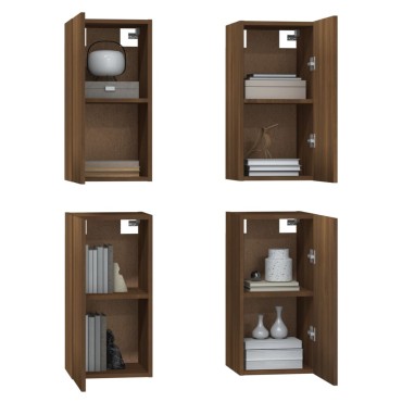 vidaXL Έπιπλα Τηλεόρασης 4 τεμ. Καφέ Δρυς 30,5x30x36cm Επεξ. Ξύλο
