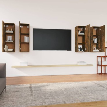 vidaXL Έπιπλα Τηλεόρασης4 τεμ. Καπν. Δρυς 30,5x30x90cm Επ. Ξύλο