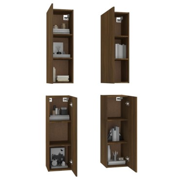 vidaXL Έπιπλα Τηλεόρασης 4 τεμ. Καφέ Δρυς 30,5x30x90cm Επεξ. Ξύλο