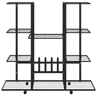 vidaXL Βάση Λουλουδιών με Ρόδες 94,5 x 24,5 x 91,5 εκ. Μαύρη Σιδερένια