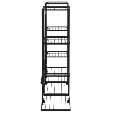 vidaXL Βάση Λουλουδιών με Ρόδες 94,5 x 24,5 x 91,5 εκ. Μαύρη Σιδερένια