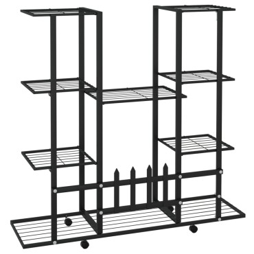 vidaXL Βάση Λουλουδιών με Ρόδες 94,5 x 24,5 x 91,5 εκ. Μαύρη Σιδερένια