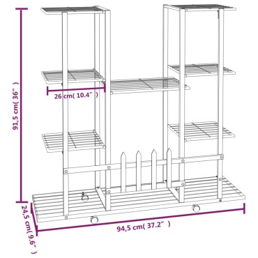 vidaXL Βάση Λουλουδιών με Ρόδες 94,5 x 24,5 x 91,5 εκ. Μαύρη Σιδερένια