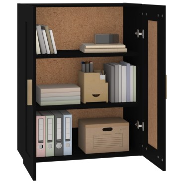 vidaXL Ντουλάπι Τοίχου Μαύρη 69,5x32,5x90cm από Επεξεργασμένο Ξύλο 1 τεμ.