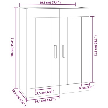 vidaXL Ντουλάπι Επιτοίχιο Μαύρο 69,5x32,5x90cm από Επεξεργασμένο Ξύλο 1 τεμ.