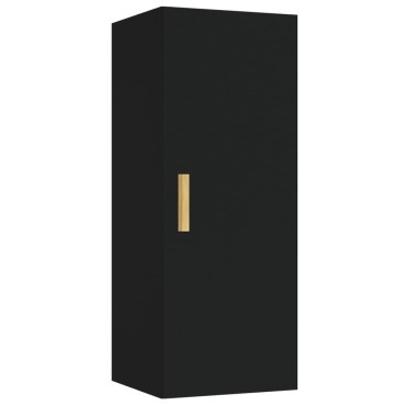 vidaXL Ντουλάπι Τοίχου Μαύρο 34,5x34x90cm Επεξεργασμένο Ξύλο 1 τεμ.