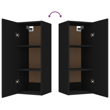 vidaXL Ντουλάπι Τοίχου Μαύρο 34,5x34x90cm Επεξεργασμένο Ξύλο 1 τεμ.