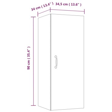 vidaXL Ντουλάπι Τοίχου Γκρι Σκυρ. 34,5x34x90cm Επεξεργασμένο Ξύλο 1 τεμ.