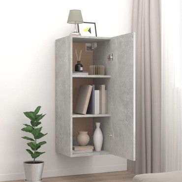 vidaXL Ντουλάπι Τοίχου Γκρι Σκυρ. 34,5x34x90cm Επεξεργασμένο Ξύλο 1 τεμ.