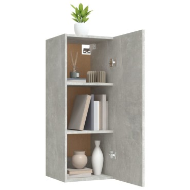 vidaXL Ντουλάπι Τοίχου Γκρι Σκυρ. 34,5x34x90cm Επεξεργασμένο Ξύλο 1 τεμ.